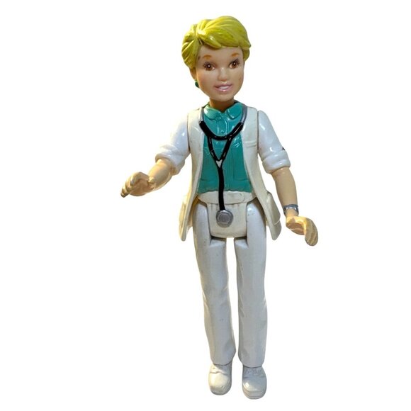 Playskool Woman Doctor Nurse Dollhouse Blonde People Doll 1994 - Picture 1 of 6